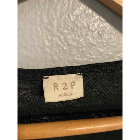 R2P Dress Womens Medium Black Linen Maxi Sleeveless Wrap Made Lagenlook FLAW - Picture 2 of 9